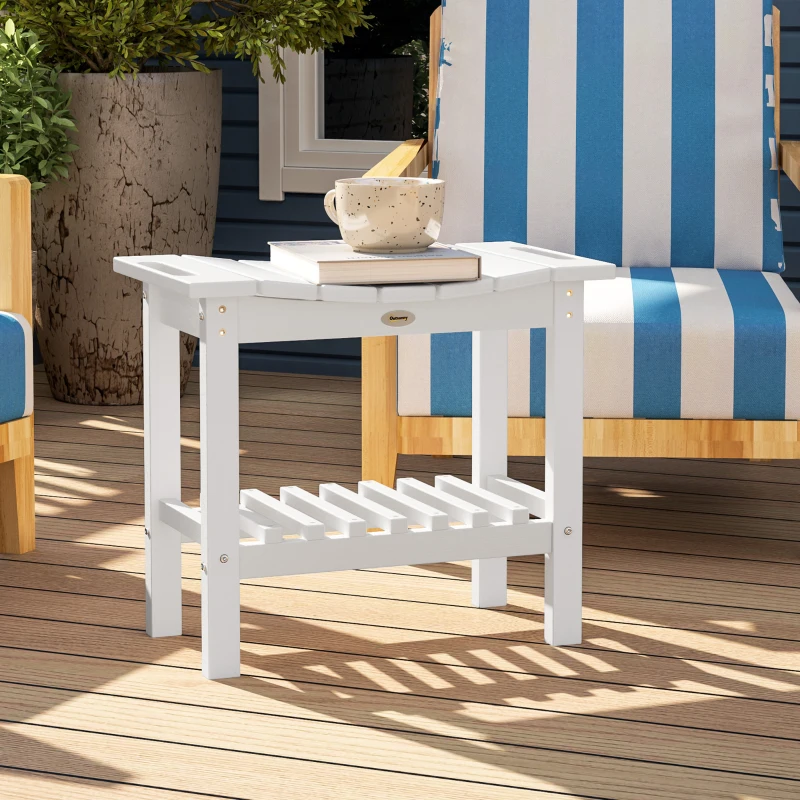 Outsunny HDPE Shower Bench, Waterproof Shower Stool with Handle, Storage Shelf, Non-Slip Pads for Indoor Outdoor, White