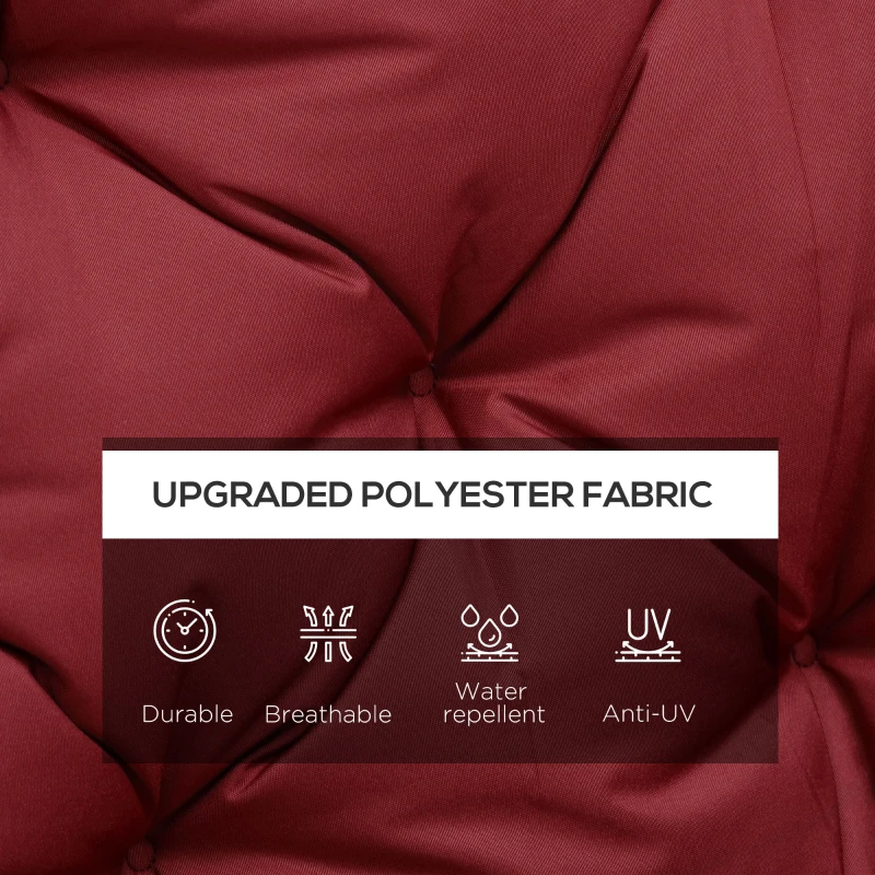 Outsunny 3 Seater Outdoor Swing Cushions with Backrest, Replacement Cushions for Patio Furniture, Wine Red