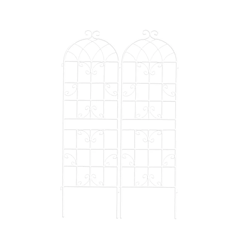 2 Pack Rustproof Metal Garden Flower Trellis with Easy Assembly, Outdoor Climbing Plant Support, 40" L x 71" H, Cream White