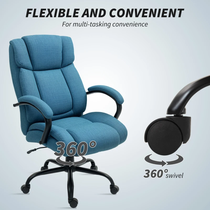 Vinsetto Executive Office Chair with Wide Seat, Computer Desk Chair with Adjustable Height, Swivel Wheels, Blue