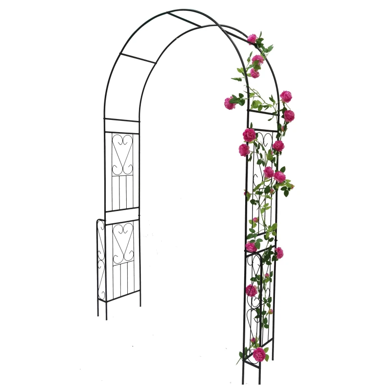 Metal Garden Arch Trellis with Anti-Rust Coated Iron, Easy Assembled Climbing Plant Support, 55" L x 14.5" W x 94.5" H, Black