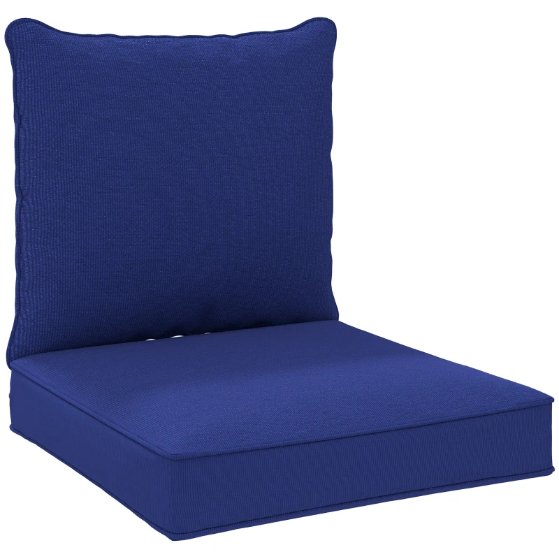Outsunny Patio Chair Cushions, Thick Deep Seat Outdoor Seat Cushion with Back Cushion, Dark Blue