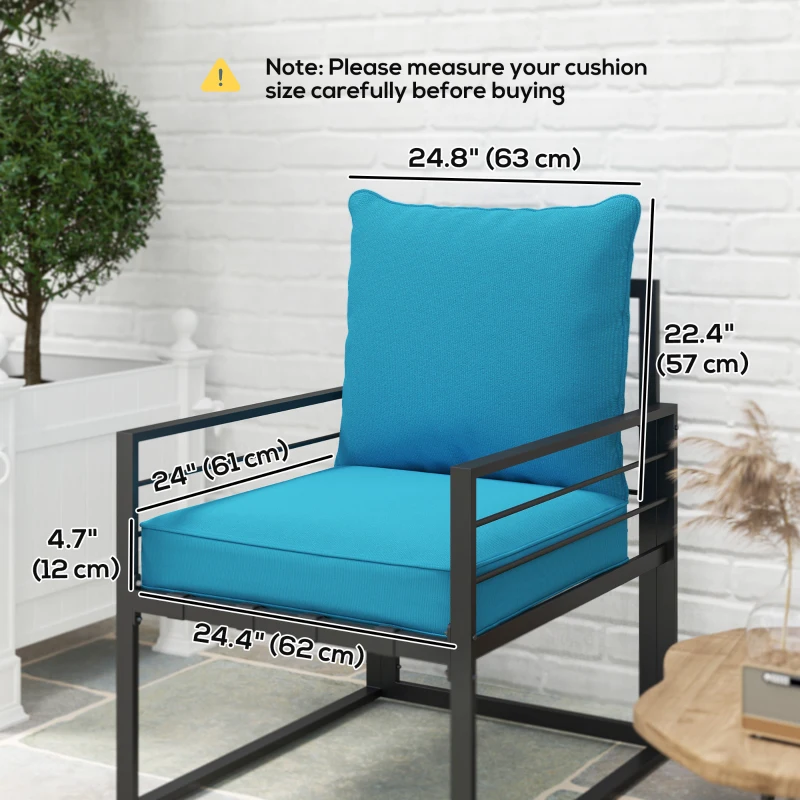 Outsunny Patio Chair Cushions, Thick Deep Seat Outdoor Seat Cushion with Back Cushion, Turquoise