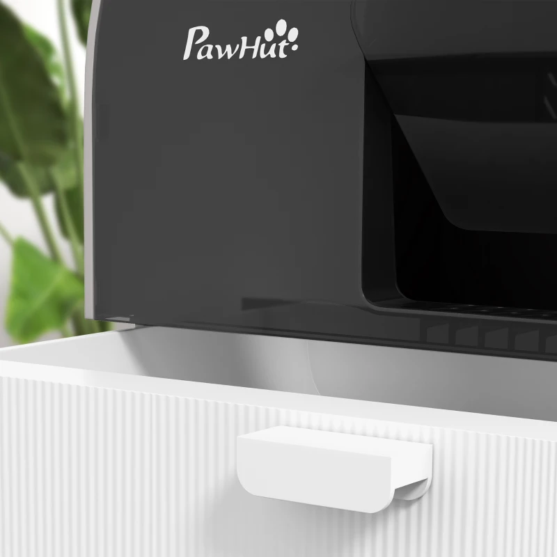 PawHut Cat Litter Box with Lid with Scoop and Filter, Light Gray