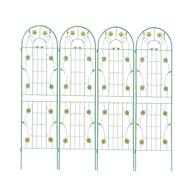 4 Pack Metal Garden Trellis with Sturdy Iron Construction, 71" Rustproof Climbing Plant Support, Green
