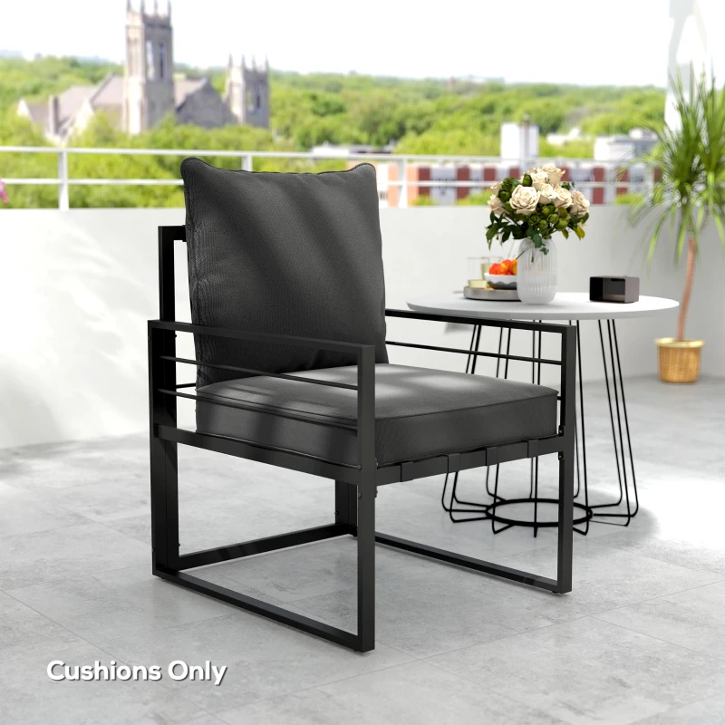 Outsunny Patio Chair Cushions, Thick Deep Seat Outdoor Seat Cushion with Back Cushion, Charcoal Grey