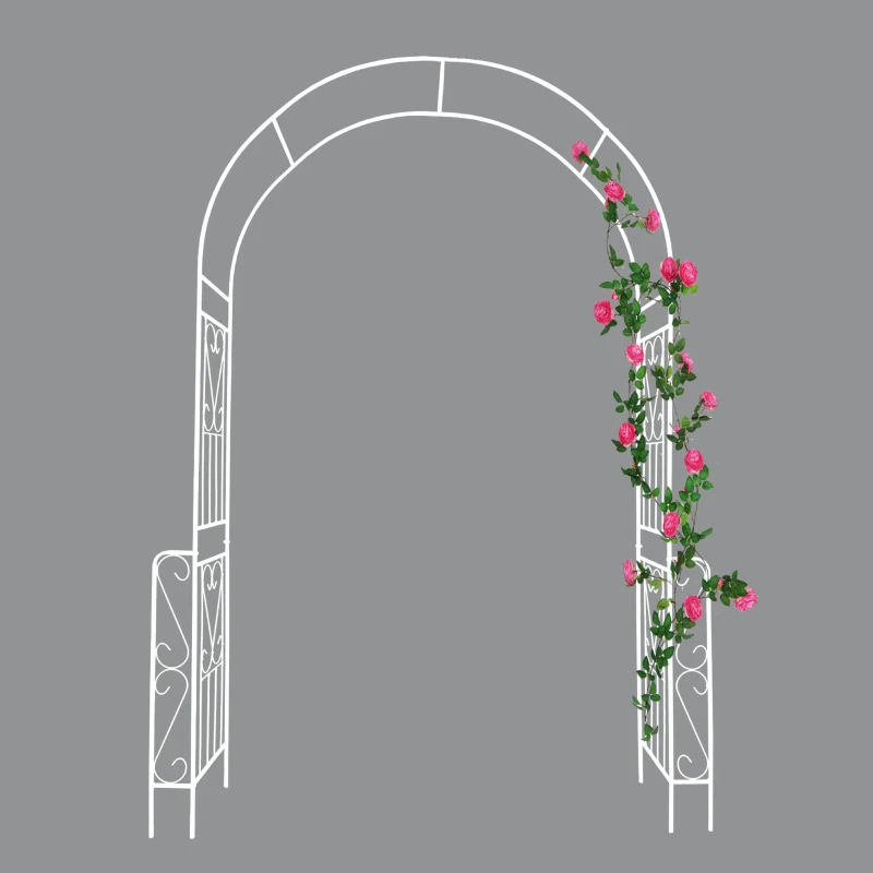 Metal Garden Arch Trellis with Anti-Rust Galvanized Tube, Easy Assembled Climbing Plant Support, 55" L x 14.5" W x 94.5" H, Cream White