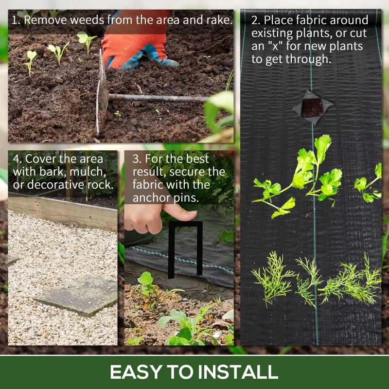 Outsunny 3ft x 300ft Weed Barrier, Landscape Fabric, for Greenhouse Yard Garden Weed Control, Heavy-Duty & Easy Setup, 2oz