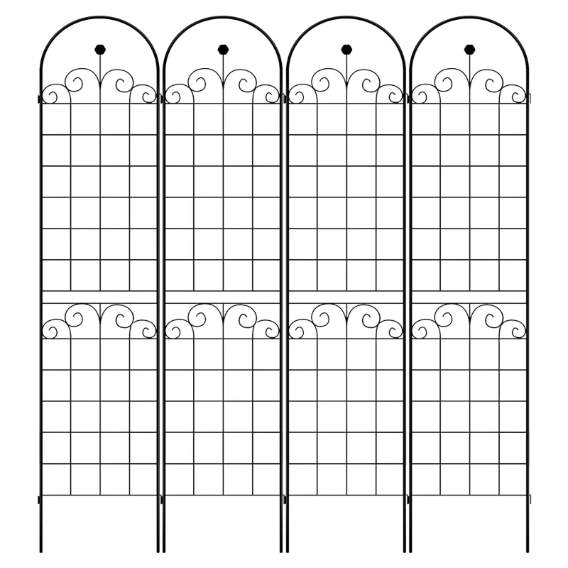 4 Pack Metal Garden Trellis for Climbing Plants with Galvanized Tubes, Easy Assembled Rustproof Plant Support, 80" L x 87" H, Black