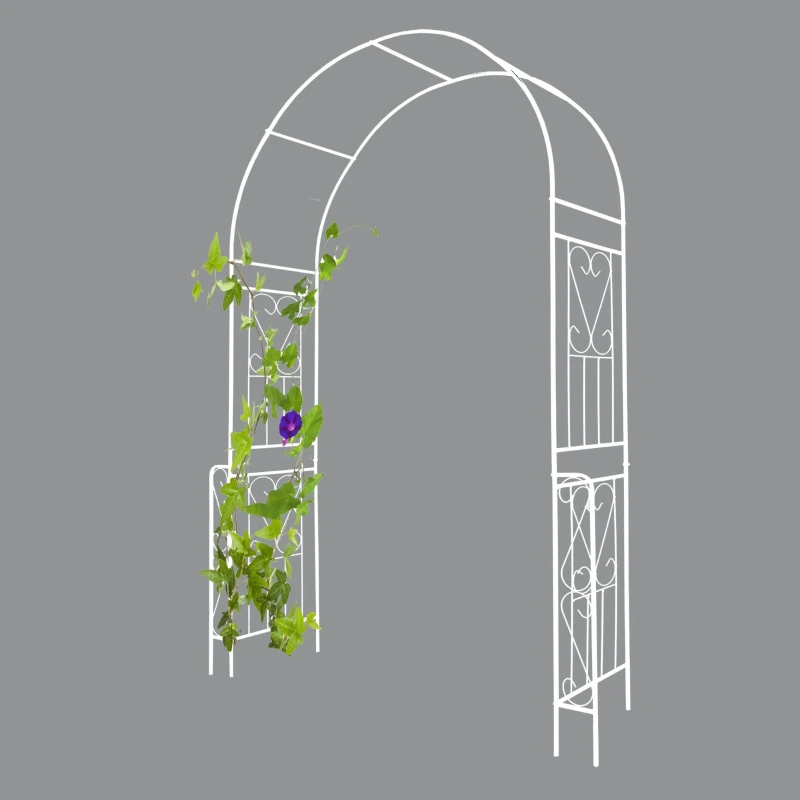 Metal Garden Arch Trellis with Anti-Rust Galvanized Tube, Easy Assembled Climbing Plant Support, 55" L x 14.5" W x 94.5" H, Cream White