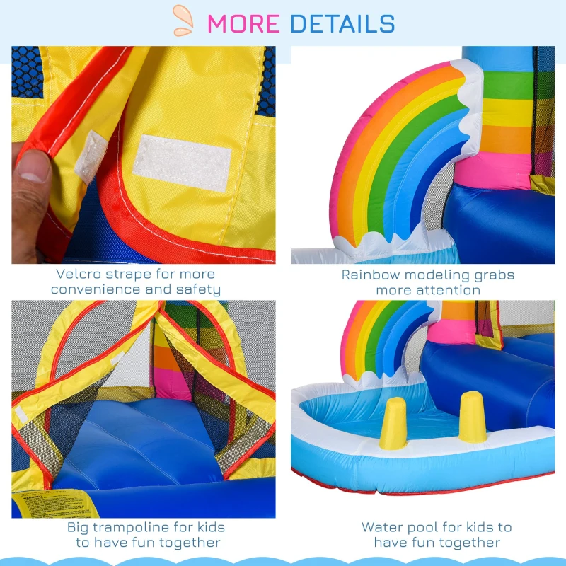 Outsunny Inflatable Bounce House for Kids 2-in-1 Jumping Castle for Indoor Outdoor Party with Trampoline, Pool, Carry Bag & Air Blower(m-8)