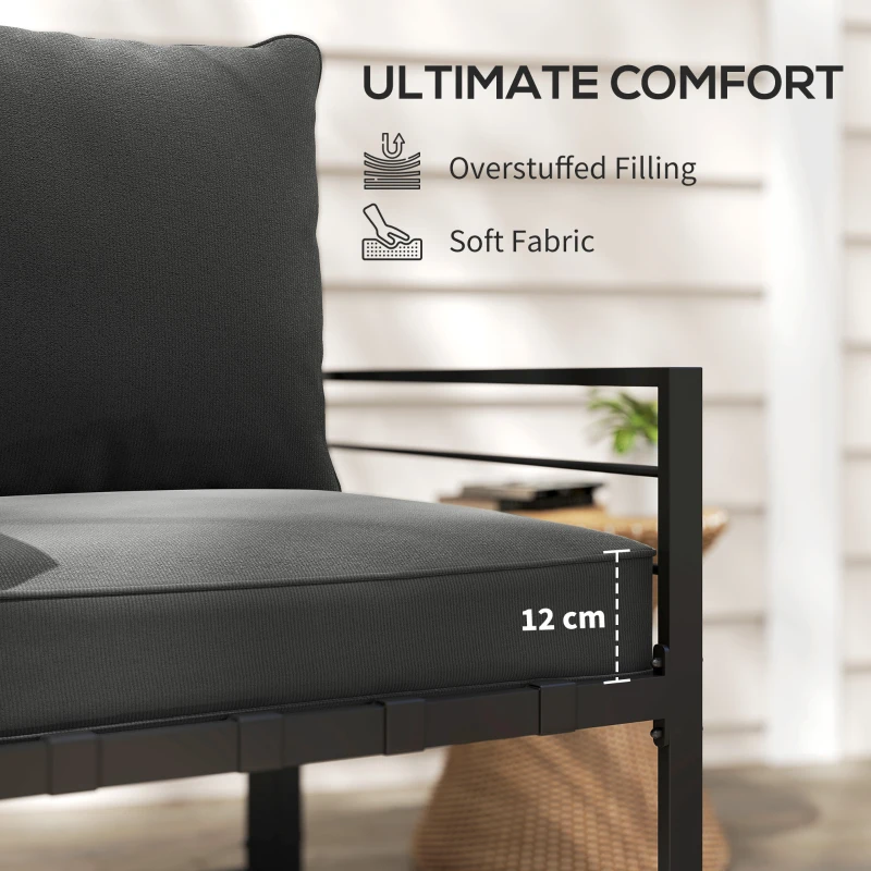 Outsunny Patio Chair Cushions, Thick Deep Seat Outdoor Seat Cushion with Back Cushion, Charcoal Grey