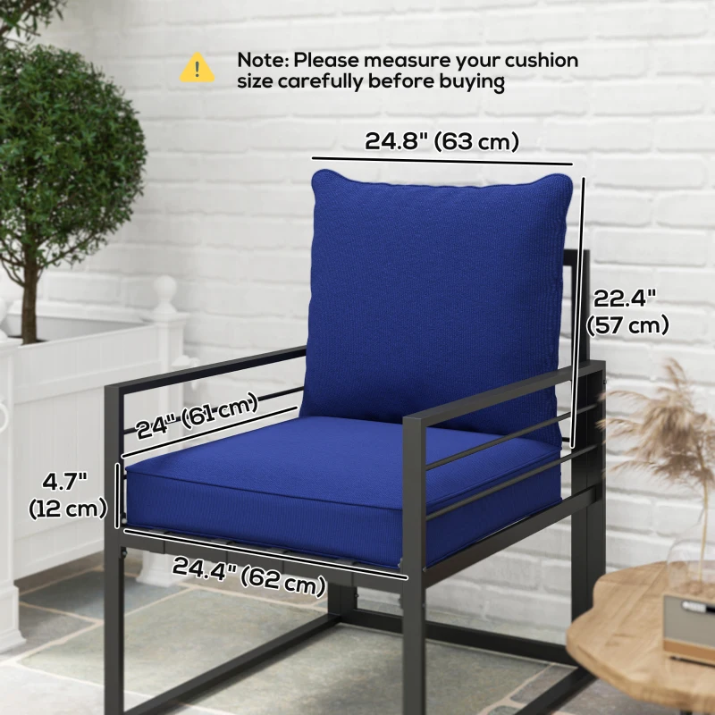 Outsunny Patio Chair Cushions, Thick Deep Seat Outdoor Seat Cushion with Back Cushion, Dark Blue