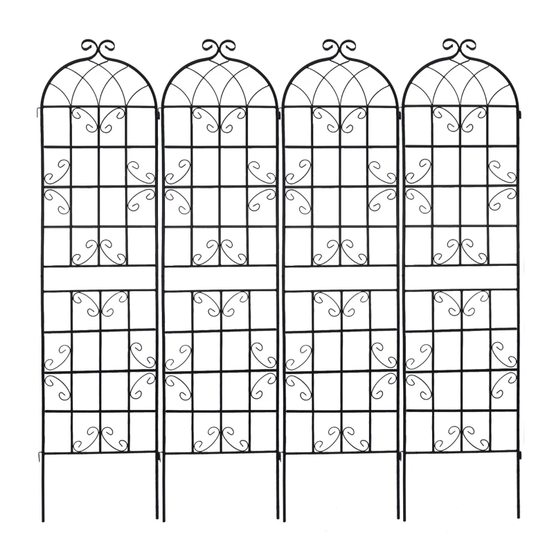 4 Pack Metal Garden Trellis with Galvanized Tube, Easy Assembly, Rustproof Climbing Plant Support, 80" L x 87" H, Black