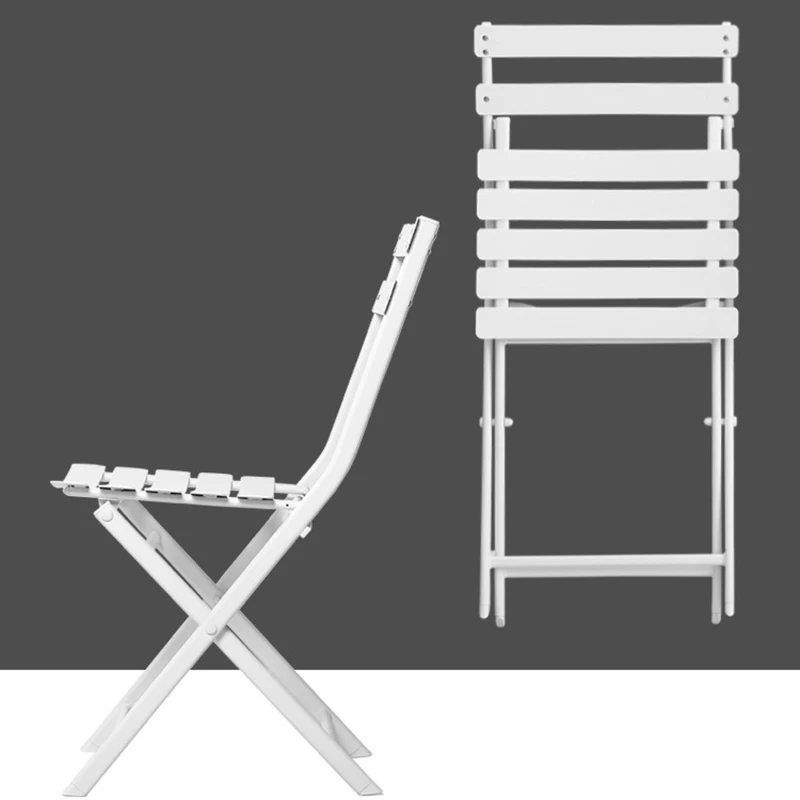 3-Piece Durable Patio Bistro Set with Foldable Round Table and Chairs, Sturdy Metal Frame, Easy Setup, White