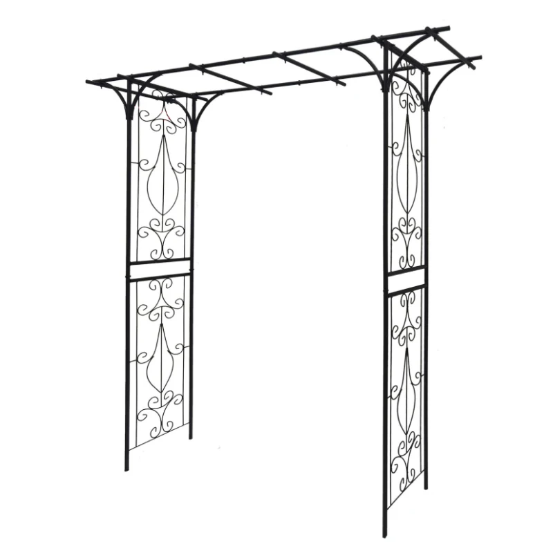 Sturdy Iron Trellis with Anti-Rust Coating, Easy Assembly, Metal Garden Arch for Climbing Plants, 80.5" L x 20.5" W x 81" H, Black