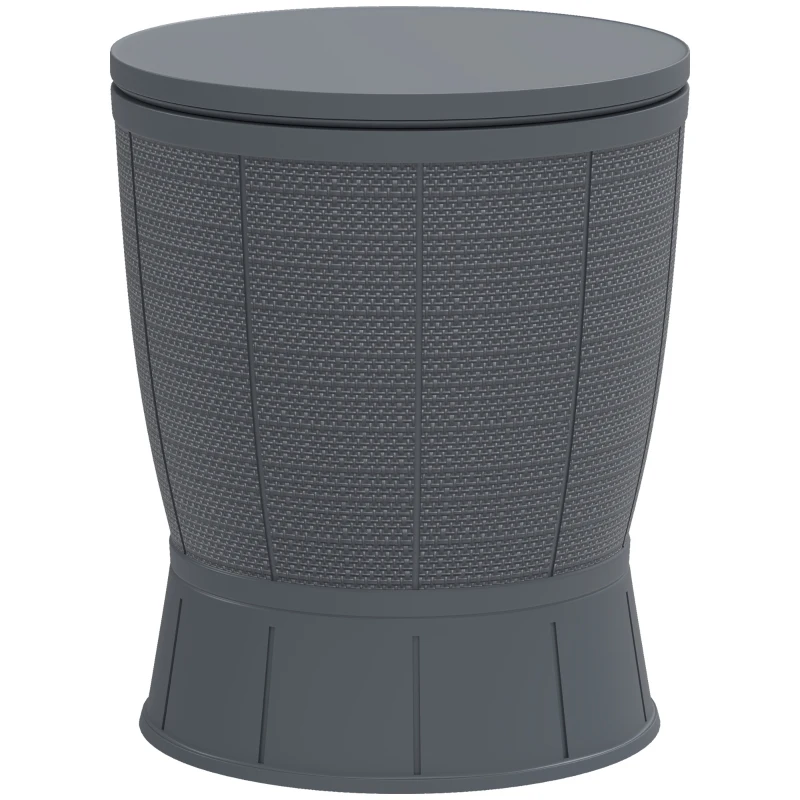 Outsunny 11 Gallon Patio Cooler Side Table, 3-in-1 Outdoor Cool Bar Table with Height Adjustable Top, Drainage Plug, Grey