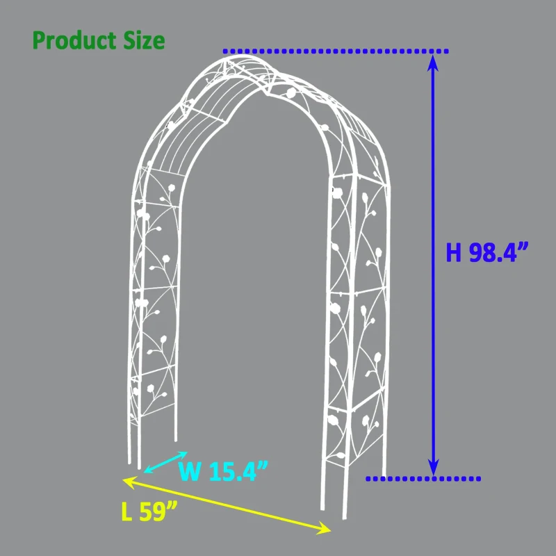 8 Styles Freely Assembled Rust-Resistant Arbor, Metal Garden Arch Trellis for Wedding, Party Archway, 59" L x 15.5" W x 98.5" H, Cream White