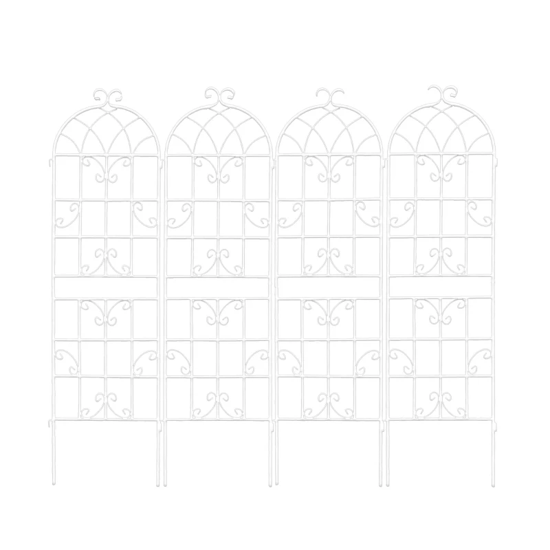 4 Pack Outdoor Rustproof Garden Trellis with Easy Assembly, Metal Flower Trellis for Climbing Plant, 80" L x 71" H, Cream White