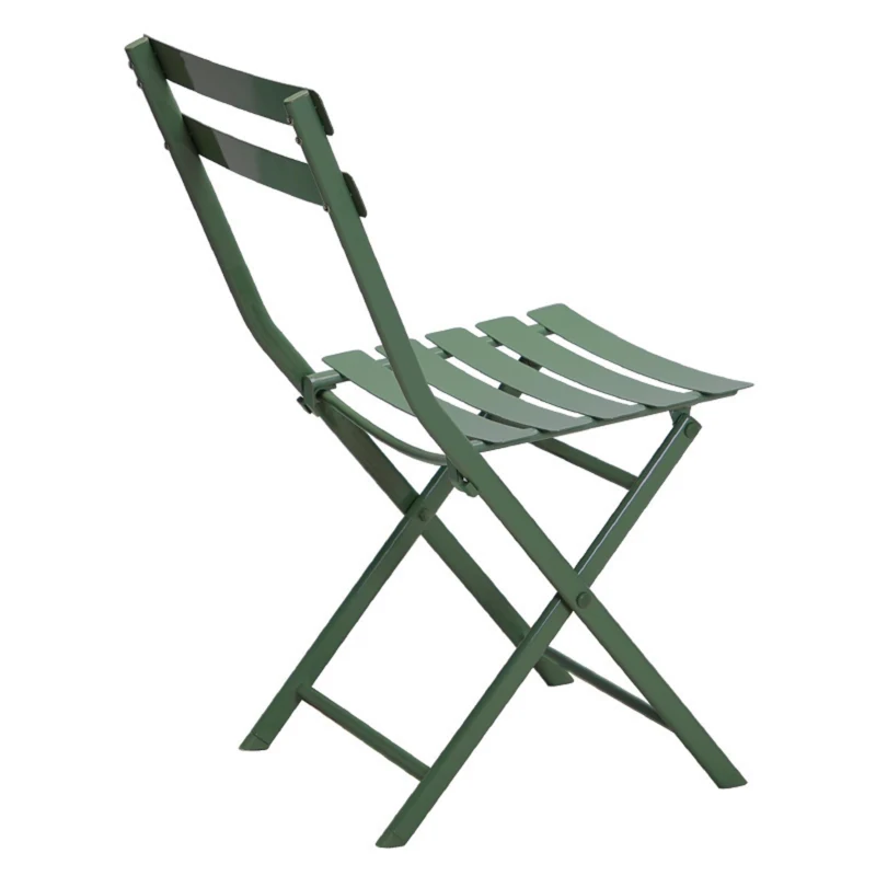 3-Piece Patio Bistro Set with Foldable Square Table and Chairs, Easy Setup, Space-Saving Design, Dark Green