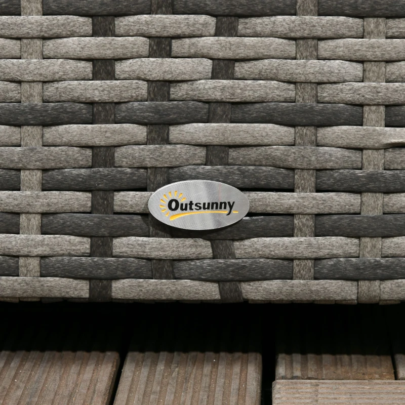 Outsunny 113 Gallon Outdoor Storage Box, Rattan Deck Box for Indoor, Patio Furniture Cushions, Grey