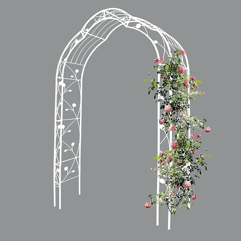 8 Styles Freely Assembled Rust-Resistant Arbor, Metal Garden Arch Trellis for Wedding, Party Archway, 59" L x 15.5" W x 98.5" H, Cream White