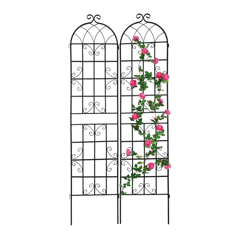 2 Pack Rustproof Garden Trellis with Powder-Coated Finish Galvanized Tube, Easy Assembled Metal Climbing Plant Support, 40" L x 87" H, Black