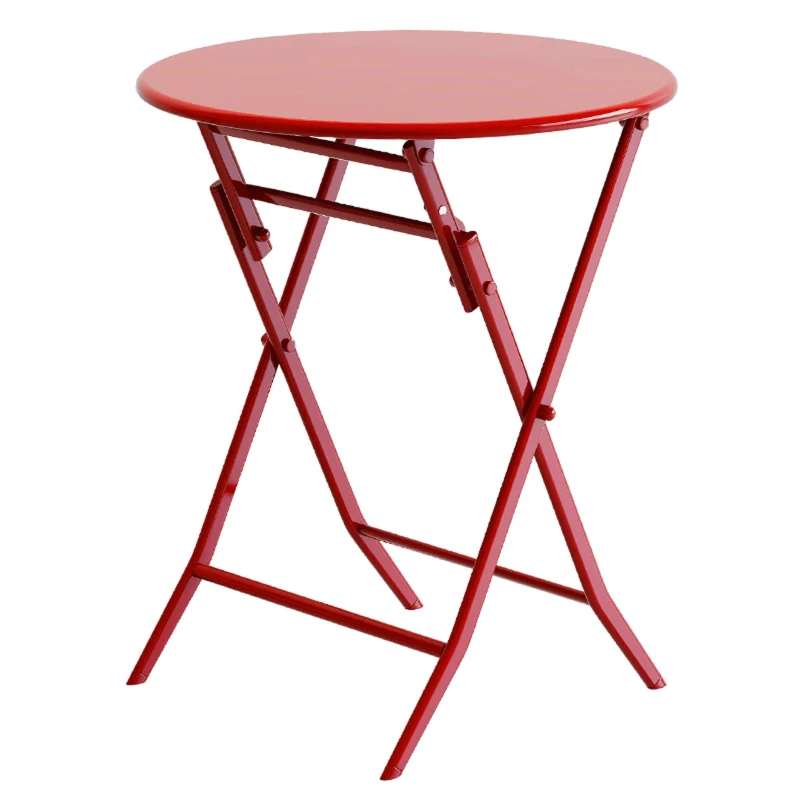 3-Piece Patio Bistro Set with Foldable Round Table and Chairs, Easy Setup, Space-Saving Design, Red