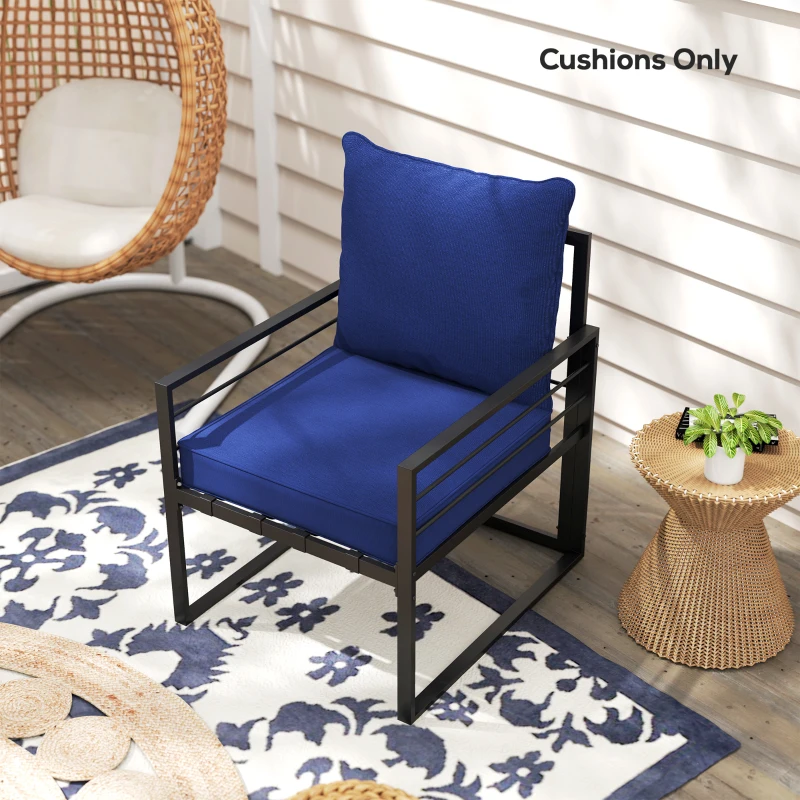 Outsunny Patio Chair Cushions, Thick Deep Seat Outdoor Seat Cushion with Back Cushion, Dark Blue
