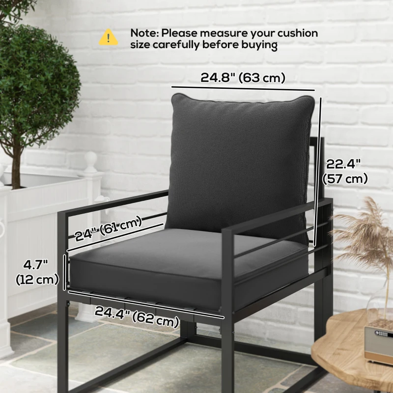 Outsunny Patio Chair Cushions, Thick Deep Seat Outdoor Seat Cushion with Back Cushion, Charcoal Grey