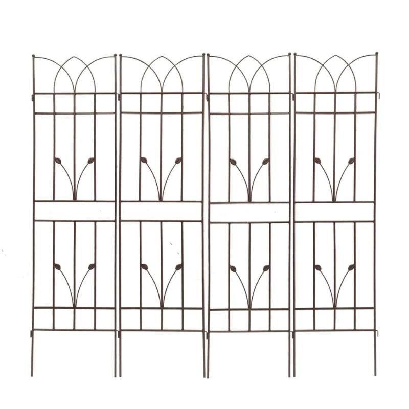 4 Pack Metal Garden Trellis with Rustproof Feature and Sturdy Iron Construction, Climbing Plant Support, Easy Assembly, Black