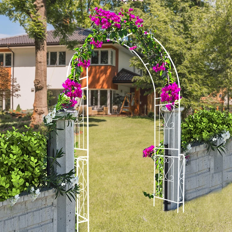 Metal Garden Arch Trellis with Anti-Rust Galvanized Tube, Easy Assembled Climbing Plant Support, 55" L x 14.5" W x 94.5" H, Cream White