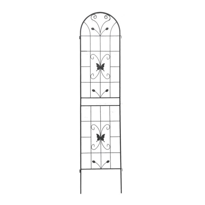 2 Pack Metal Garden Trellis with Butterfly Decoration, for Outdoor Climbing Plant Support, Rustproof, Black