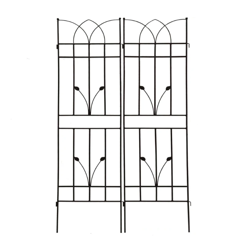 2 Pack Metal Garden Trellis with Rustproof Feature for Outdoor Climbing Plant Support, Easy Assembly, Black