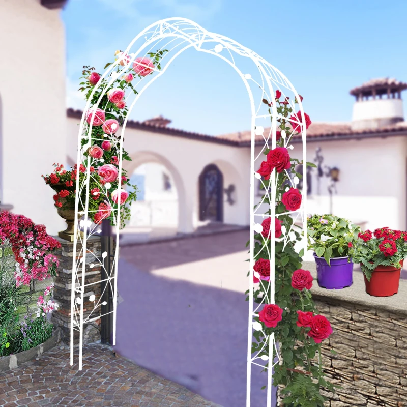 8 Styles Freely Assembled Rust-Resistant Arbor, Metal Garden Arch Trellis for Wedding, Party Archway, 59" L x 15.5" W x 98.5" H, Cream White