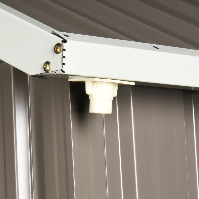 Outsunny 8.5' x 5.5' Metal Garden Storage Shed, Outdoor Tool Storage House with Lockable Door, Vents, Sloped Roof, Light Grey