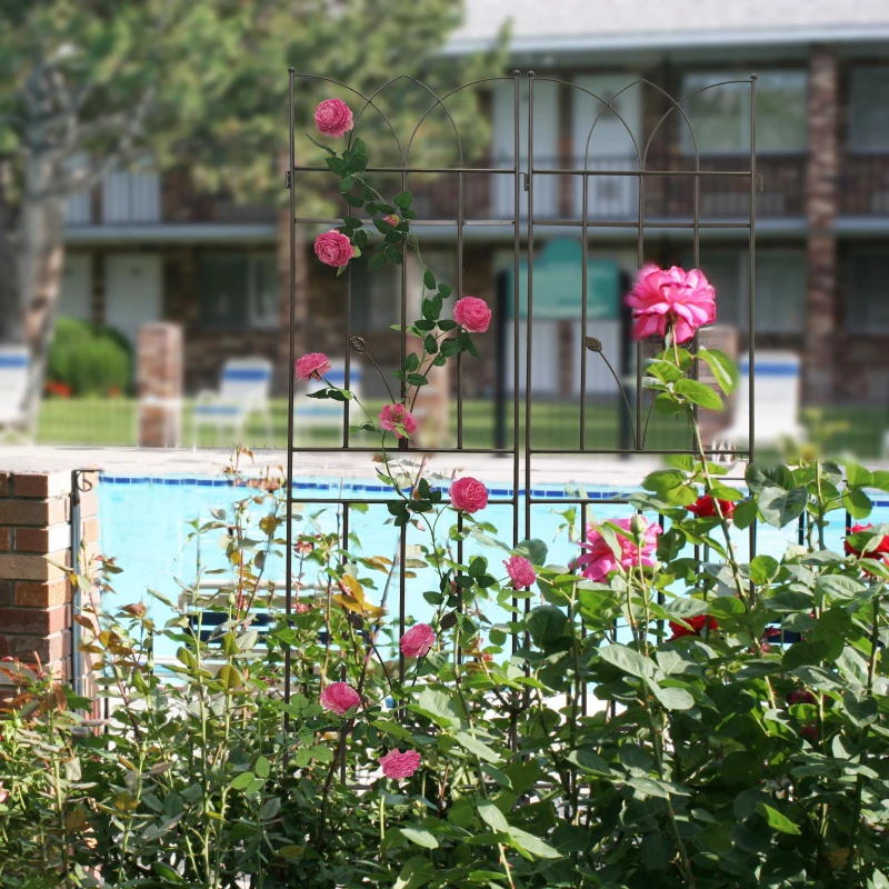 4 Pack Metal Garden Trellis with Rustproof Feature, for Climbing Plant Support, Easy Assembly, Brown