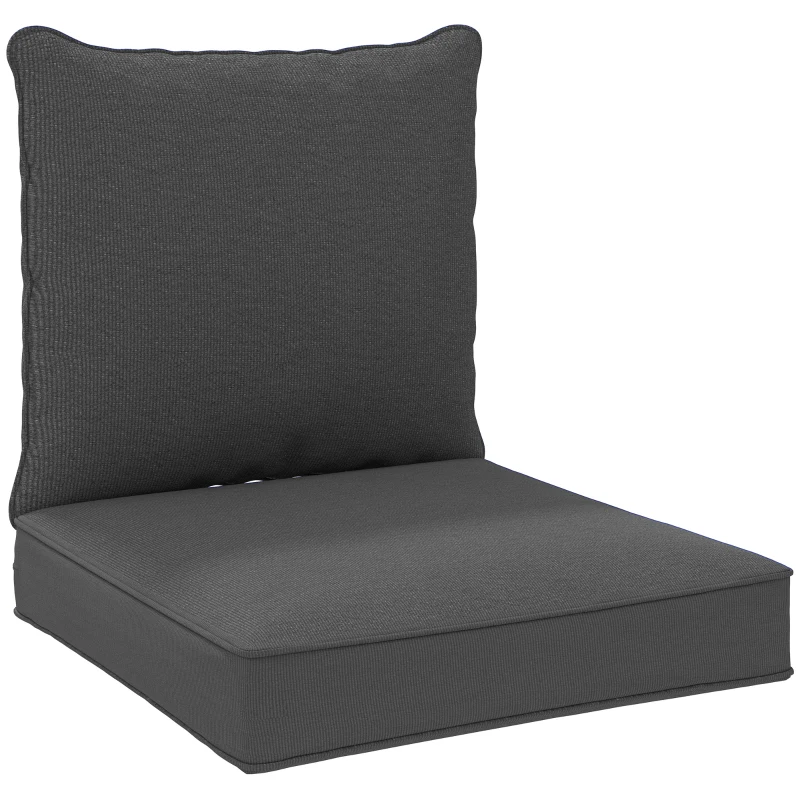 Outsunny Patio Chair Cushions, Thick Deep Seat Outdoor Seat Cushion with Back Cushion, Charcoal Grey