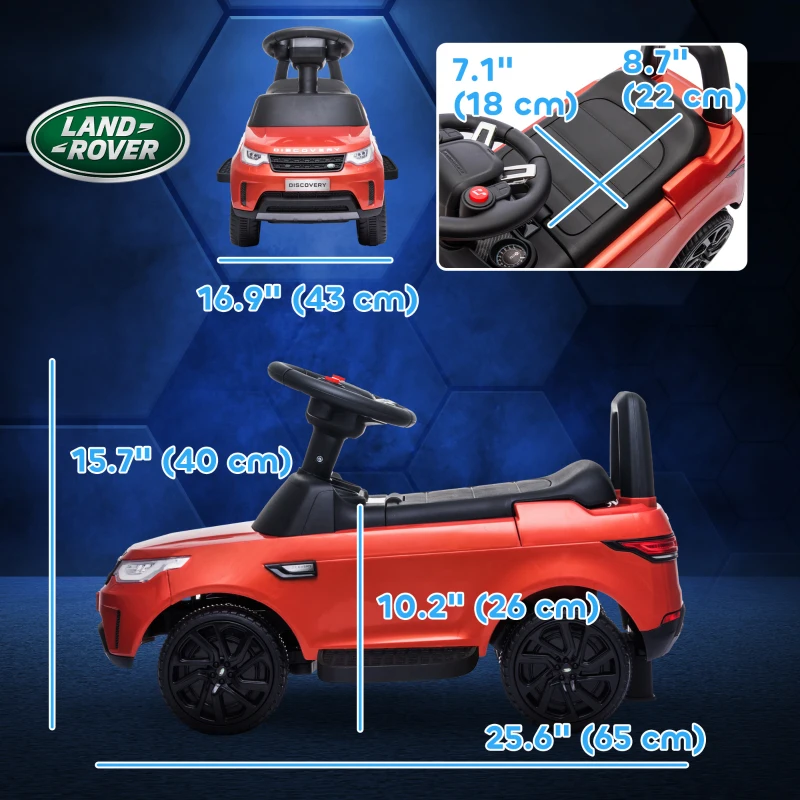 Qaba 2 in 1 6V Land Rover Licensed Electric Car for Kids, Sliding Car with Music Horn Headlights, for 18-60 Months Red