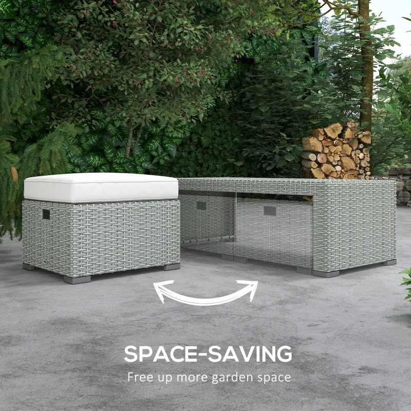 Outsunny 6 Pieces Patio Furniture Set, Outdoor rattan Sectional Furniture with recliner, for Lawn Garden Backyard