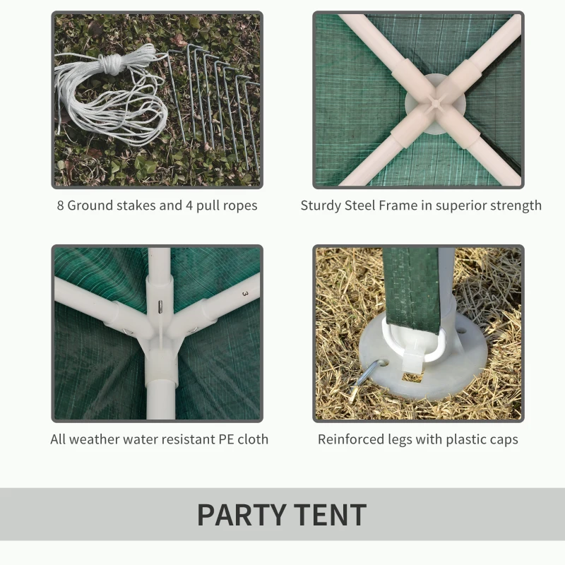 Outsunny 10x10ft Party Tent Portable Gazebo, Folding Garden Canopy Event Shelter Outdoor Sunshade Green