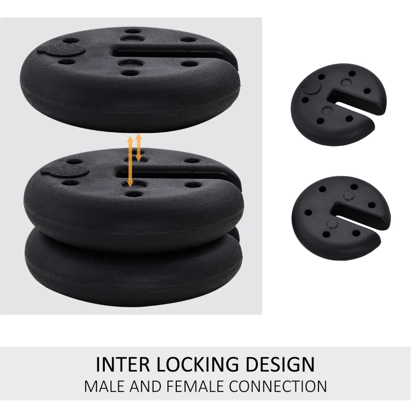 Outsunny Set of 4 Party Tent Canopy Weight Plate Kit Gazebo Pop Up Tent Anchor Base Weights Canopy Shelter Leg Weights