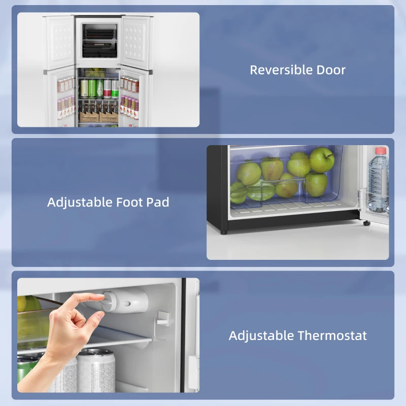 HOMCOM Double Door Mini Fridge with Freezer, 4.6 Cu.Ft Small Refrigerator with Thermostat, Shelves, Reversible Door, Silver