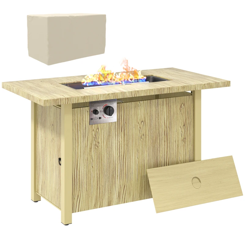 Outsunny 43" Propane Fire Pit Table 50,000 BTU Outdoor Gas Fire Table with Waterproof Cover