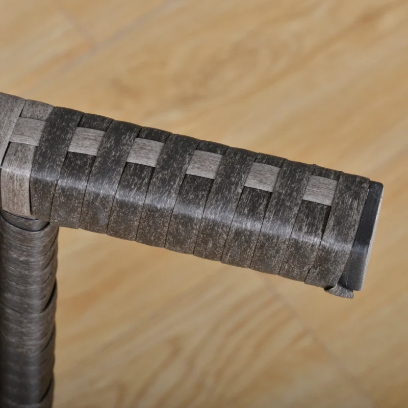 Outsunny 6pcs Outdoor Rattan Sofa Set Garden Wicker Sectional Couch Furniture Set with Dining Table and Chair Dark Grey