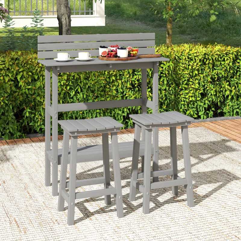 Outsunny 3 Piece Patio Bar Set with 43"H Bar Table and 2 Bar Stools, for Balcony, Backyard, Porch