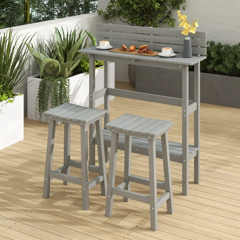 Outsunny 3 Piece Patio Bar Set with 43"H Bar Table and 2 Bar Stools, for Balcony, Backyard, Porch