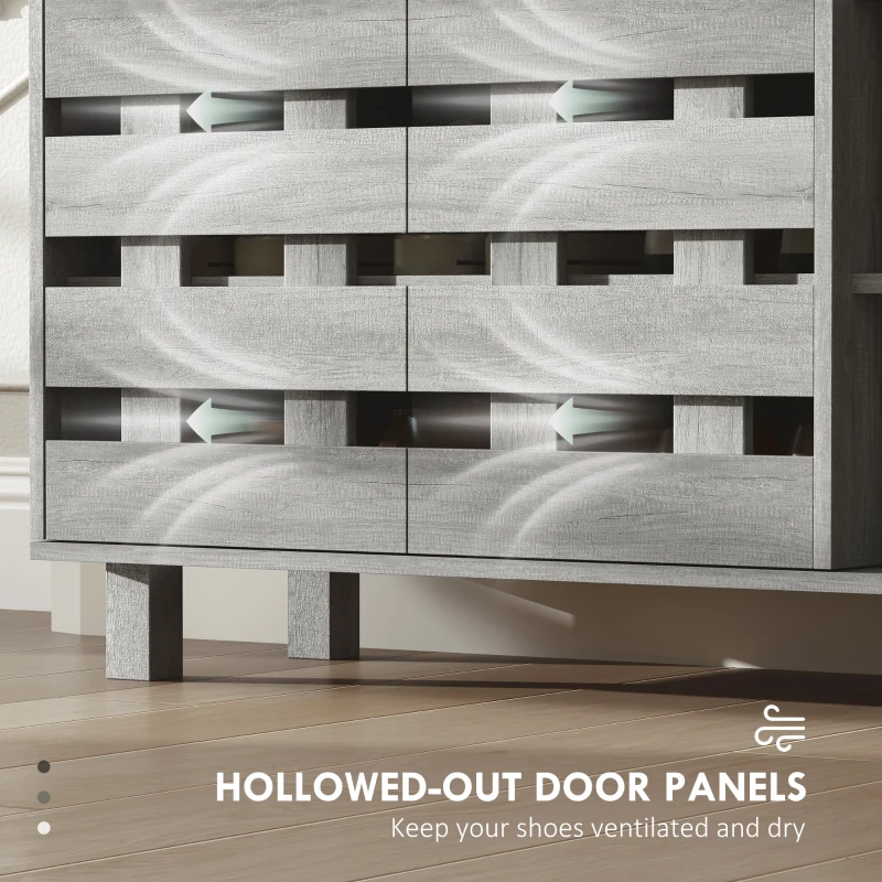 HOMCOM Shoe Cabinet, 21 Pair Shoe Storage Cabinet Organizer with 5-tier Double Door Cabinet and 5-tier Open Shelves, Light Grey