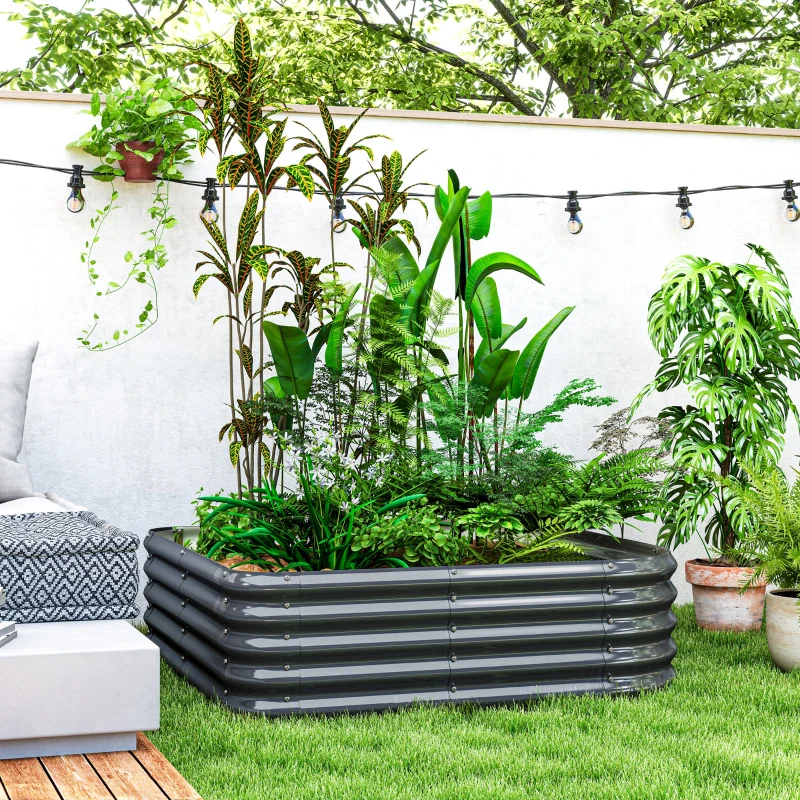 Outsunny Wood Shed Galvanized Steel Firewood Storage Rack with Rubberized Edge for Safety, 4.7' x 1.4' x 4.7'