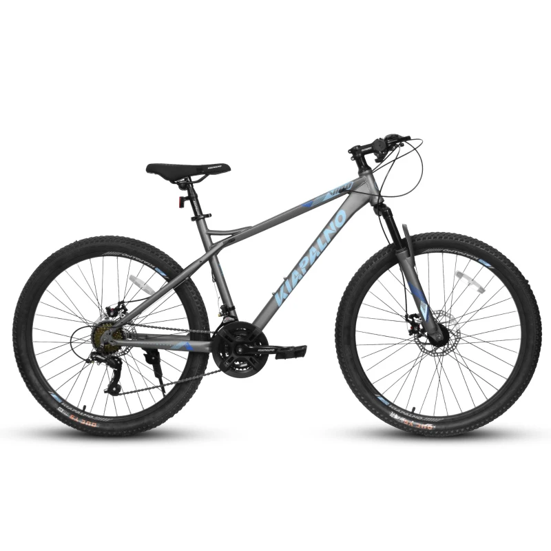 26" Adjustable Mountain Bike with 21-Speed Drivetrain, High-Carbon Steel Frame, Dual Disc Brakes, 67" L x 26.5" W x 38.5" H, Blue+Gray